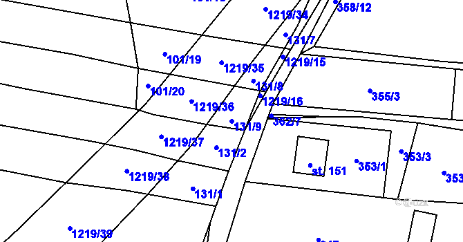 Parcela st. 131/9 v KÚ Vlkov nad Lužnicí, Katastrální mapa