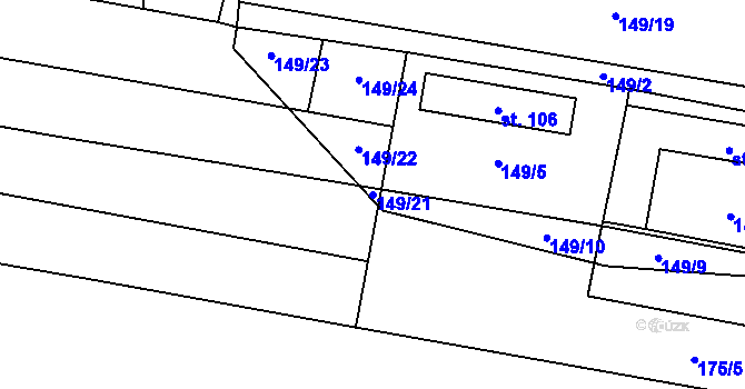 Parcela st. 149/21 v KÚ Vlkov nad Lužnicí, Katastrální mapa