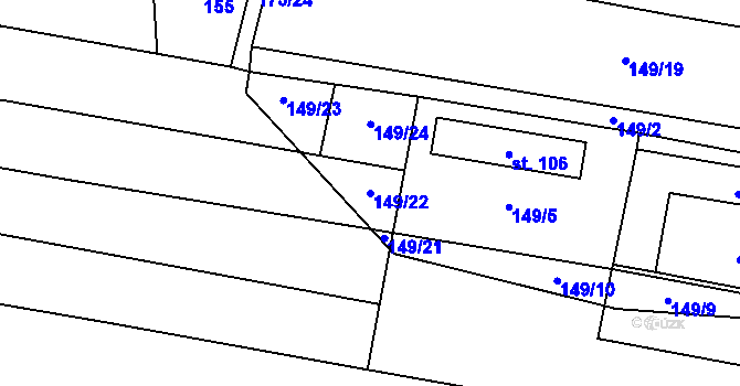 Parcela st. 149/22 v KÚ Vlkov nad Lužnicí, Katastrální mapa