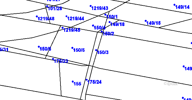 Parcela st. 150/3 v KÚ Vlkov nad Lužnicí, Katastrální mapa
