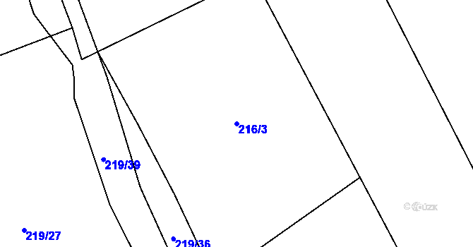 Parcela st. 216/3 v KÚ Vlkov nad Lužnicí, Katastrální mapa