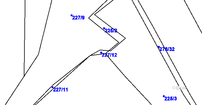 Parcela st. 227/12 v KÚ Vlkov nad Lužnicí, Katastrální mapa