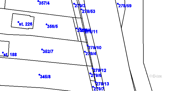 Parcela st. 278/10 v KÚ Vlkov nad Lužnicí, Katastrální mapa