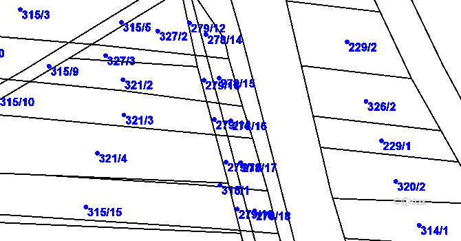 Parcela st. 278/16 v KÚ Vlkov nad Lužnicí, Katastrální mapa
