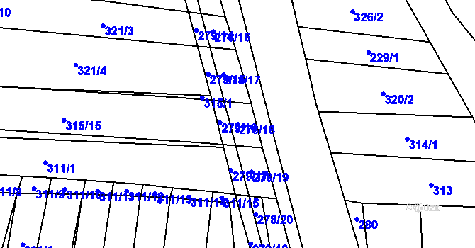 Parcela st. 278/18 v KÚ Vlkov nad Lužnicí, Katastrální mapa