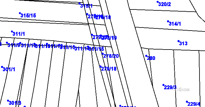 Parcela st. 278/20 v KÚ Vlkov nad Lužnicí, Katastrální mapa