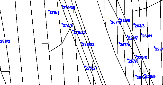 Parcela st. 278/22 v KÚ Vlkov nad Lužnicí, Katastrální mapa