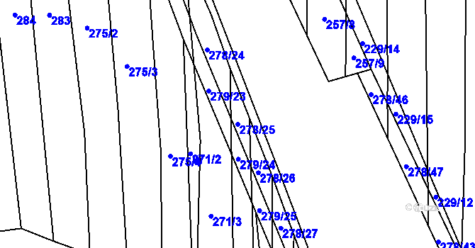 Parcela st. 278/25 v KÚ Vlkov nad Lužnicí, Katastrální mapa