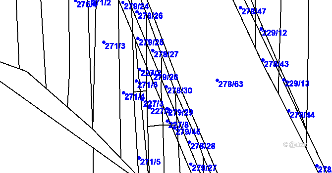 Parcela st. 278/30 v KÚ Vlkov nad Lužnicí, Katastrální mapa