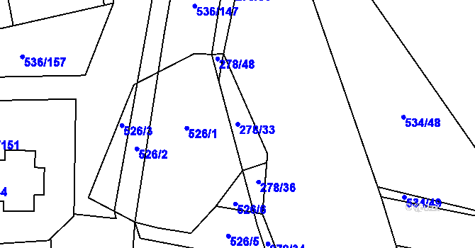 Parcela st. 278/33 v KÚ Vlkov nad Lužnicí, Katastrální mapa