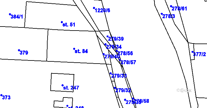 Parcela st. 279/40 v KÚ Vlkov nad Lužnicí, Katastrální mapa