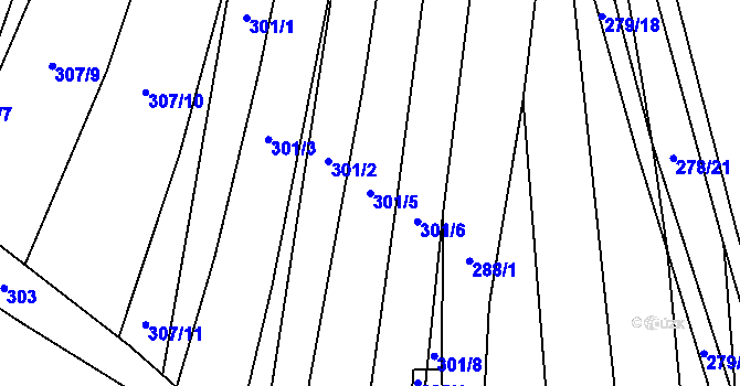 Parcela st. 301/5 v KÚ Vlkov nad Lužnicí, Katastrální mapa