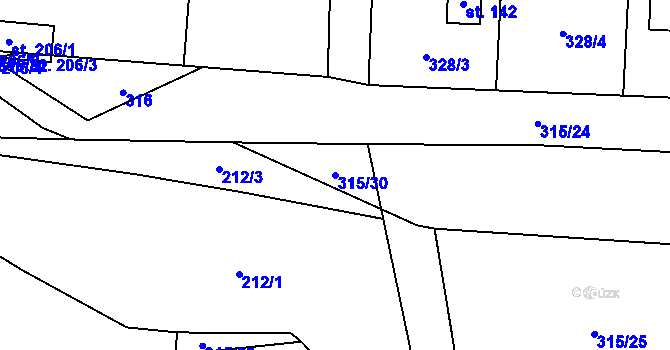 Parcela st. 315/30 v KÚ Vlkov nad Lužnicí, Katastrální mapa