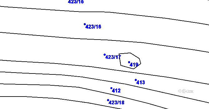 Parcela st. 423/17 v KÚ Vlkov nad Lužnicí, Katastrální mapa