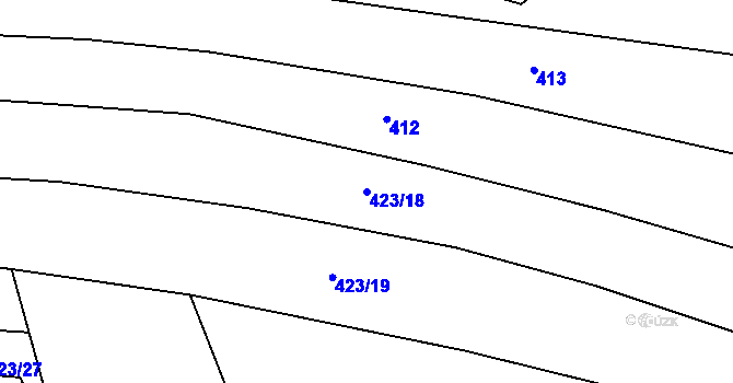 Parcela st. 423/18 v KÚ Vlkov nad Lužnicí, Katastrální mapa