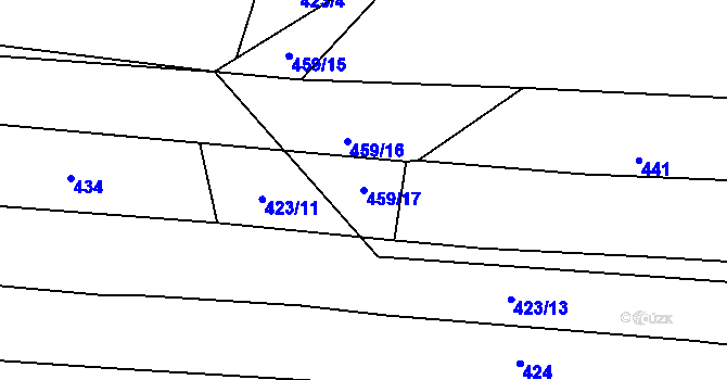 Parcela st. 459/17 v KÚ Vlkov nad Lužnicí, Katastrální mapa