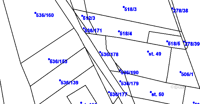 Parcela st. 536/178 v KÚ Vlkov nad Lužnicí, Katastrální mapa