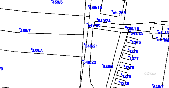 Parcela st. 549/21 v KÚ Vlkov nad Lužnicí, Katastrální mapa