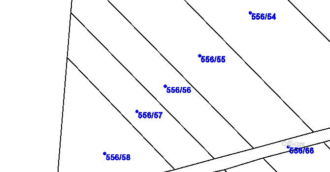 Parcela st. 556/56 v KÚ Vlkov nad Lužnicí, Katastrální mapa