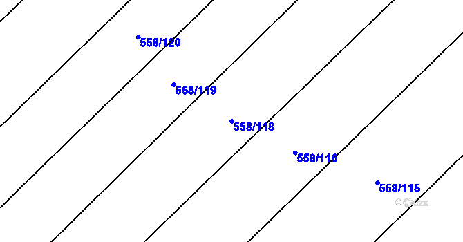 Parcela st. 558/118 v KÚ Vlkov nad Lužnicí, Katastrální mapa