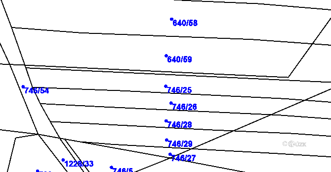 Parcela st. 746/25 v KÚ Vlkov nad Lužnicí, Katastrální mapa
