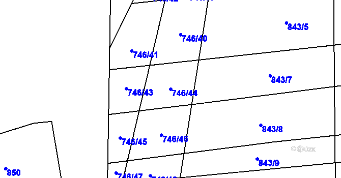 Parcela st. 746/44 v KÚ Vlkov nad Lužnicí, Katastrální mapa