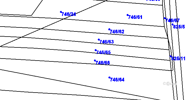 Parcela st. 746/65 v KÚ Vlkov nad Lužnicí, Katastrální mapa