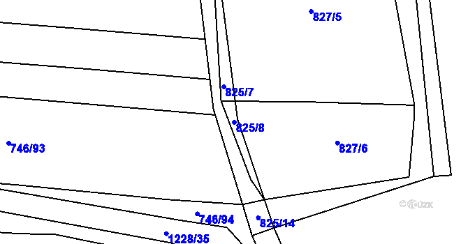 Parcela st. 825/8 v KÚ Vlkov nad Lužnicí, Katastrální mapa