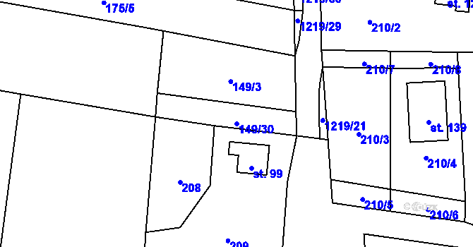 Parcela st. 149/30 v KÚ Vlkov nad Lužnicí, Katastrální mapa