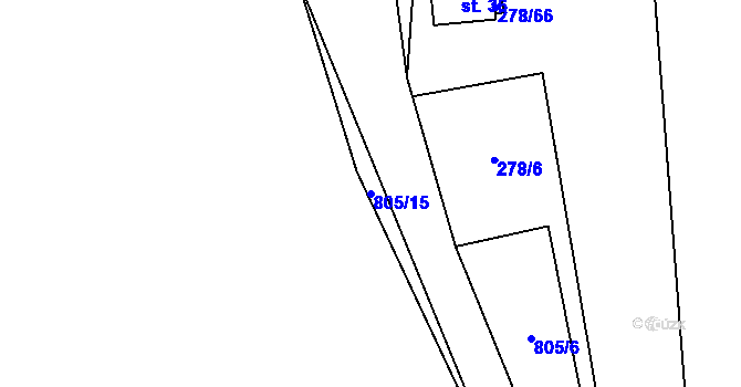 Parcela st. 805/15 v KÚ Vlkov nad Lužnicí, Katastrální mapa