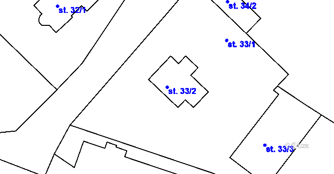 Parcela st. 33/2 v KÚ Vlkov u Jaroměře, Katastrální mapa
