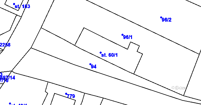 Parcela st. 60/1 v KÚ Vlkov u Jaroměře, Katastrální mapa