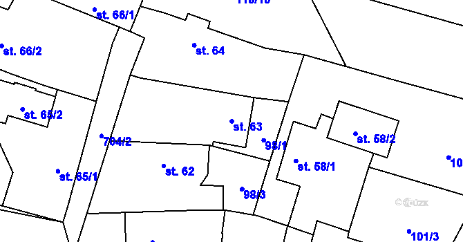 Parcela st. 63 v KÚ Vlkov u Jaroměře, Katastrální mapa