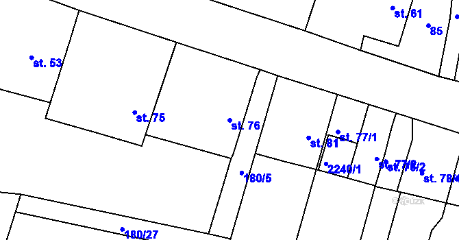 Parcela st. 76 v KÚ Vlkov u Jaroměře, Katastrální mapa