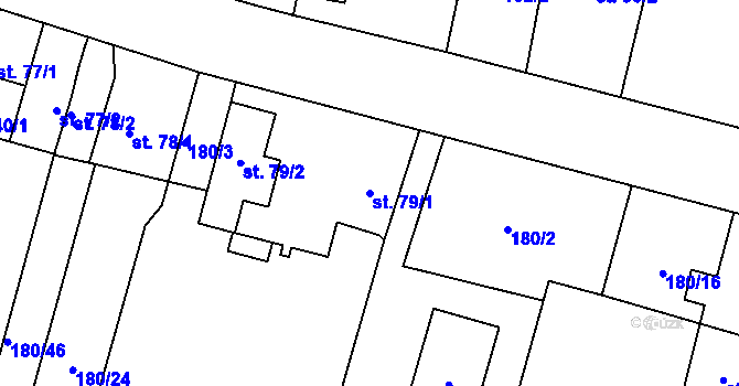 Parcela st. 79/1 v KÚ Vlkov u Jaroměře, Katastrální mapa