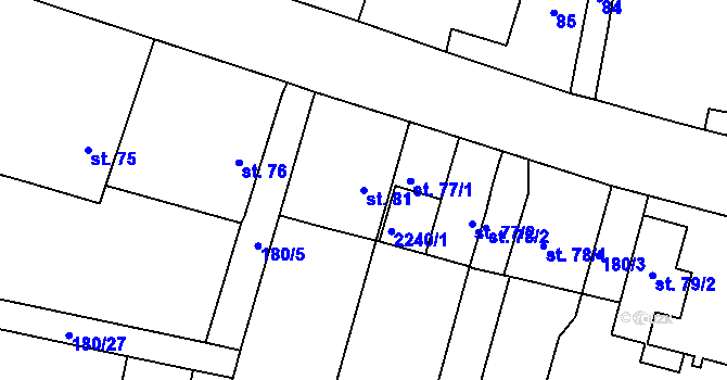 Parcela st. 81 v KÚ Vlkov u Jaroměře, Katastrální mapa