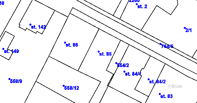 Parcela st. 85 v KÚ Vlkov u Jaroměře, Katastrální mapa