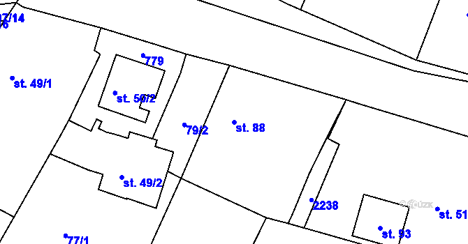 Parcela st. 88 v KÚ Vlkov u Jaroměře, Katastrální mapa