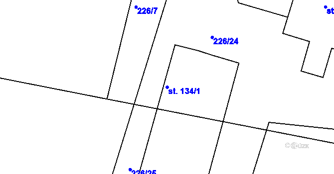 Parcela st. 134/1 v KÚ Vlkov u Jaroměře, Katastrální mapa