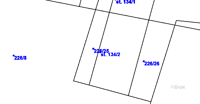 Parcela st. 134/2 v KÚ Vlkov u Jaroměře, Katastrální mapa