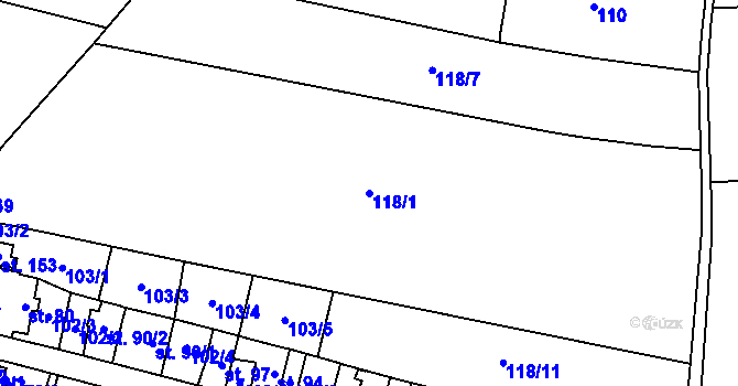 Parcela st. 118/1 v KÚ Vlkov u Jaroměře, Katastrální mapa