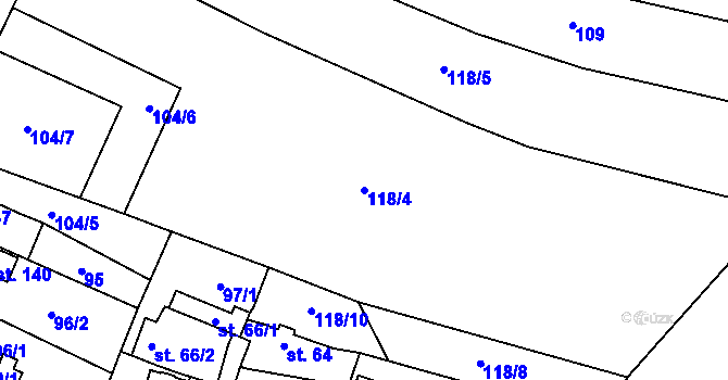 Parcela st. 118/4 v KÚ Vlkov u Jaroměře, Katastrální mapa
