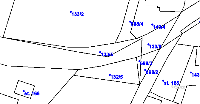 Parcela st. 133/5 v KÚ Vlkov u Jaroměře, Katastrální mapa