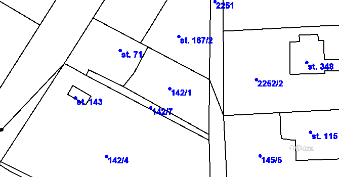 Parcela st. 142/1 v KÚ Vlkov u Jaroměře, Katastrální mapa