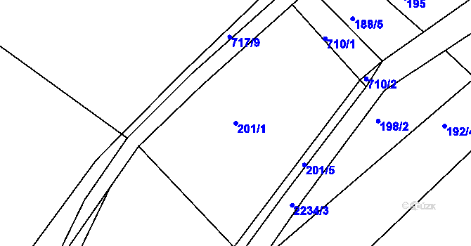 Parcela st. 201/1 v KÚ Vlkov u Jaroměře, Katastrální mapa