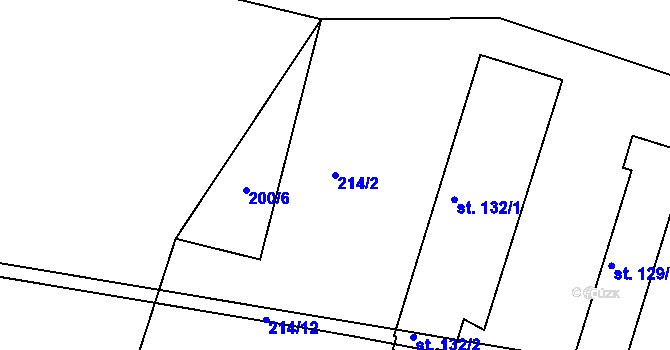 Parcela st. 214/2 v KÚ Vlkov u Jaroměře, Katastrální mapa