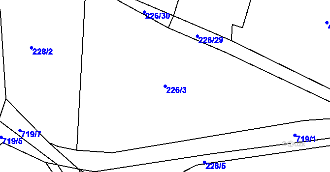 Parcela st. 226/3 v KÚ Vlkov u Jaroměře, Katastrální mapa