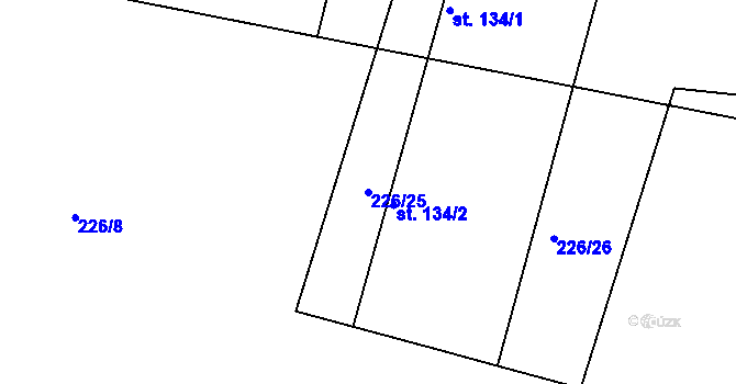 Parcela st. 226/25 v KÚ Vlkov u Jaroměře, Katastrální mapa