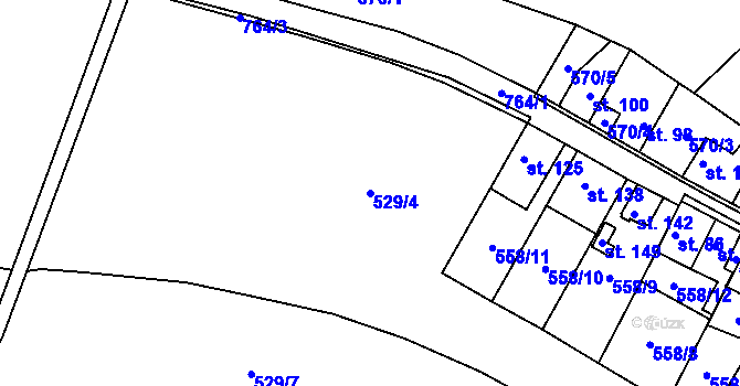 Parcela st. 529/4 v KÚ Vlkov u Jaroměře, Katastrální mapa