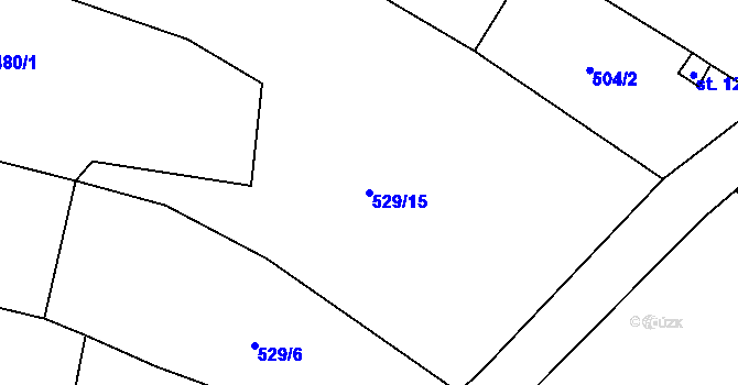 Parcela st. 529/15 v KÚ Vlkov u Jaroměře, Katastrální mapa